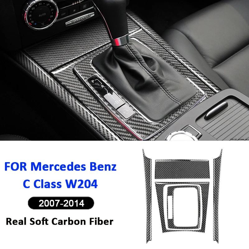 

For Mercedes Benz C Class W204 2007-2014 Carbon Fiber Car Center Console Gear Shifter Knob Panel Kit Frame Decorative Sticker