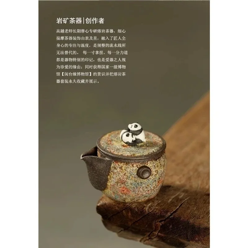 cover bowl Gao Yue firewood burning pure handmade treasure bottle creative old rock mud tea set hand grab single pot