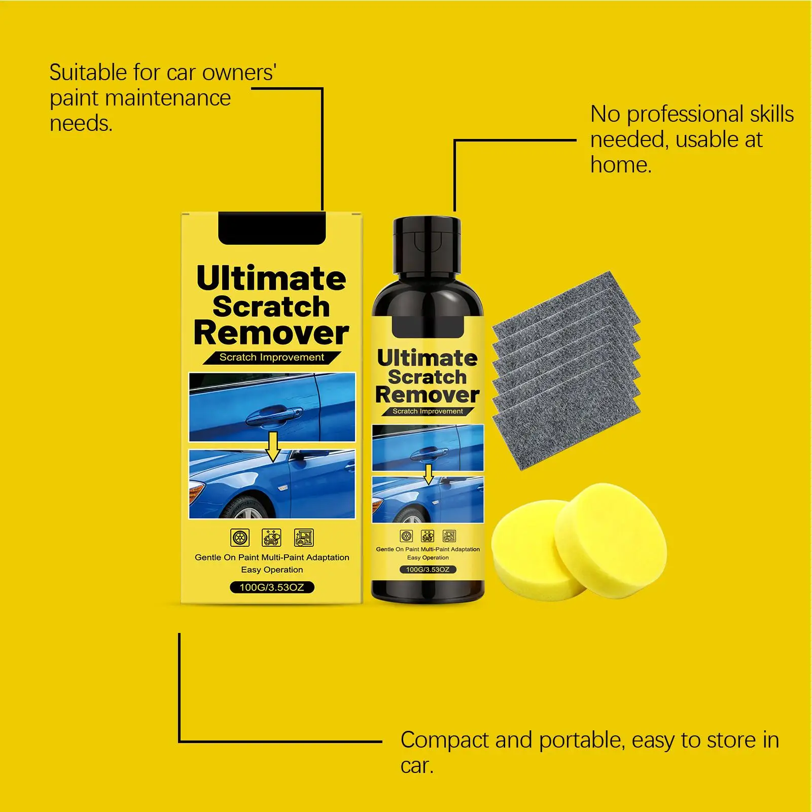Scratch Remover for Cars 100ml Quick Exterior Repair Maintenance Paste Auto Scratch Restoration Kit for Vehicles Motorcycles