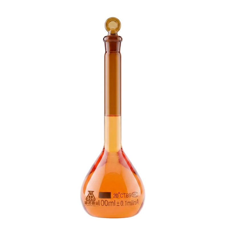 1Pcs New Brown Glass Volumetric Flask Glassware With Stopper Lab Chemistry Laboratory Supply With Stopper Transparent 5ml-100ml