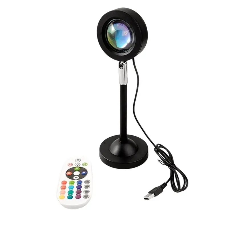 【HAPPY】Sunset Light Projection Light With Remote Control RGB Color Changing LED Light Bedroom Photography Prop
