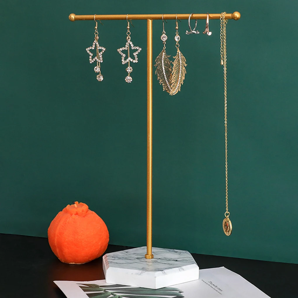 

Jewelry Display Holder T-shaped Iron Home Desk Necklace Bangle Ring Pendant Jewellery Organizer Shelf for Woman