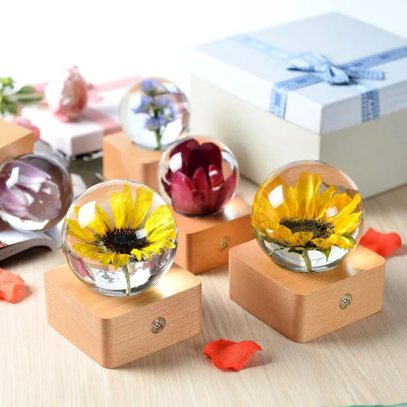 永遠の花 レッドチューリップ 3D クリスタルボール エレガントなプレゼント ガールフレンド 妻 ママ 女性 魅惑的な誕生日 アン