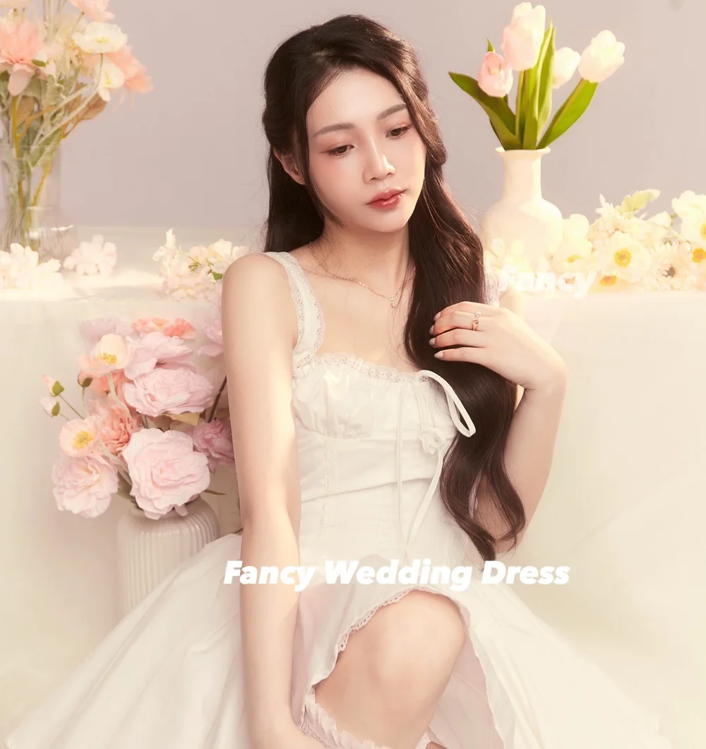 Fancy Eenvoudige Kant Taft Avondjurk Een Lijn Mouwloze Prom Gown Terug Corset Aangepaste Korea Vrouwen Jurken