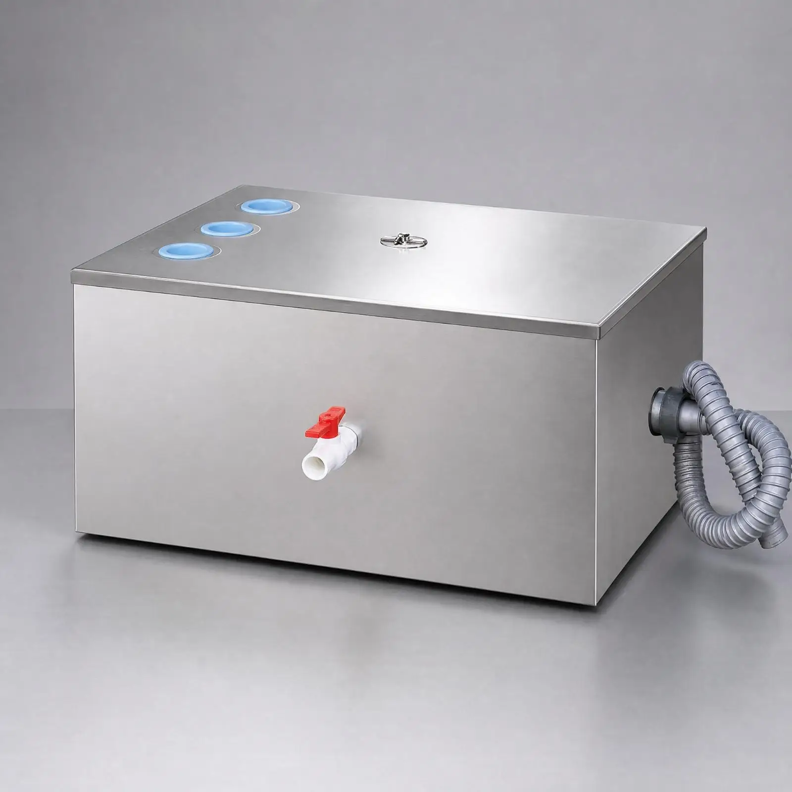 Stainless Steel Commercial Oil Separator for Kitchen Wastewater with Top Cover Inspection Port and Drain Hose