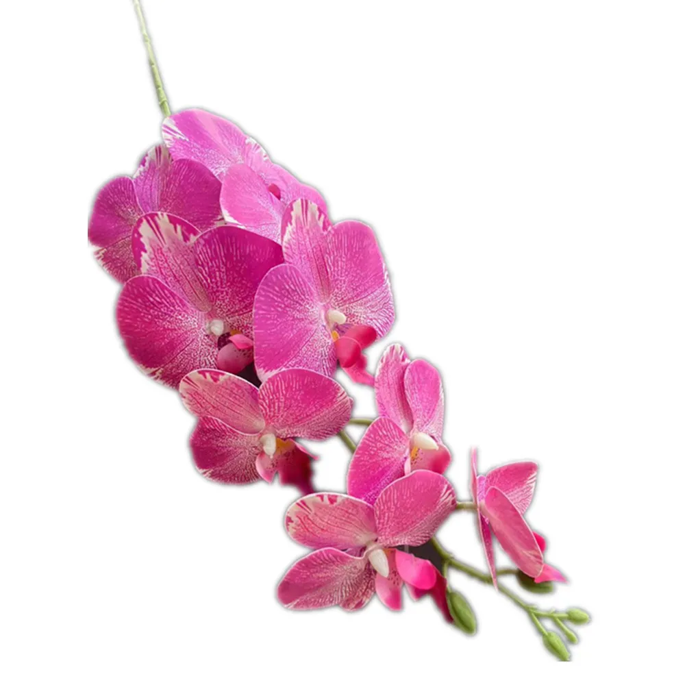 One  Artificial Orchids Stems 9 Flowers Real Touch Good Quality Latex Phalaenopsis Orchid Plant