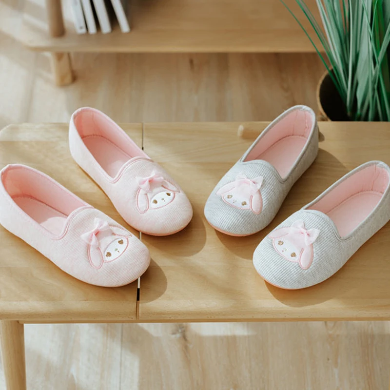 

Sanrio My Melody женские весенне-осенние послеродовые хлопковые тапочки с милыми героями мультфильмов, летние тонкие дышащие тапочки с мягкой подошвой