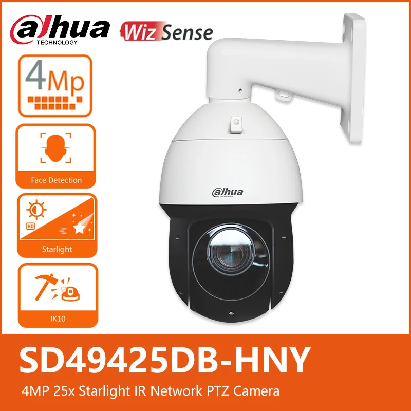 Dahua SD49425GB-HNR 4MP upgrade SD49425DB-HNY 25x Zoom Starlight IR 100m Wizsense Network PTZ Camera Outdoor 360° Face Detection