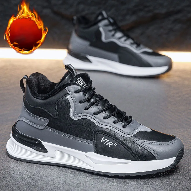 

Men's Boots Winter Waterproof Non-Slip Plush Sneakers Outdoor Lightweight Casual High-top Cotton Shoe Comfortable Warm Men Shoes