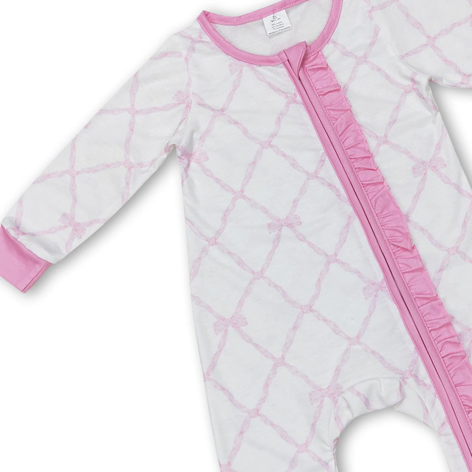 

Baby Girls Bamboo Pink Bows Sibling Rompers Bamboo Pajamas Clothes Sets