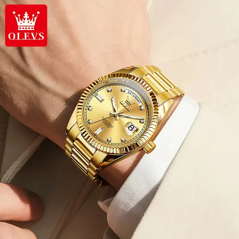 OLEVS 6736 Herrenuhr Hochwertige Luxus Automatische Mechanische Armbanduhr Wasserdichte Edelstahl Uhren Mann