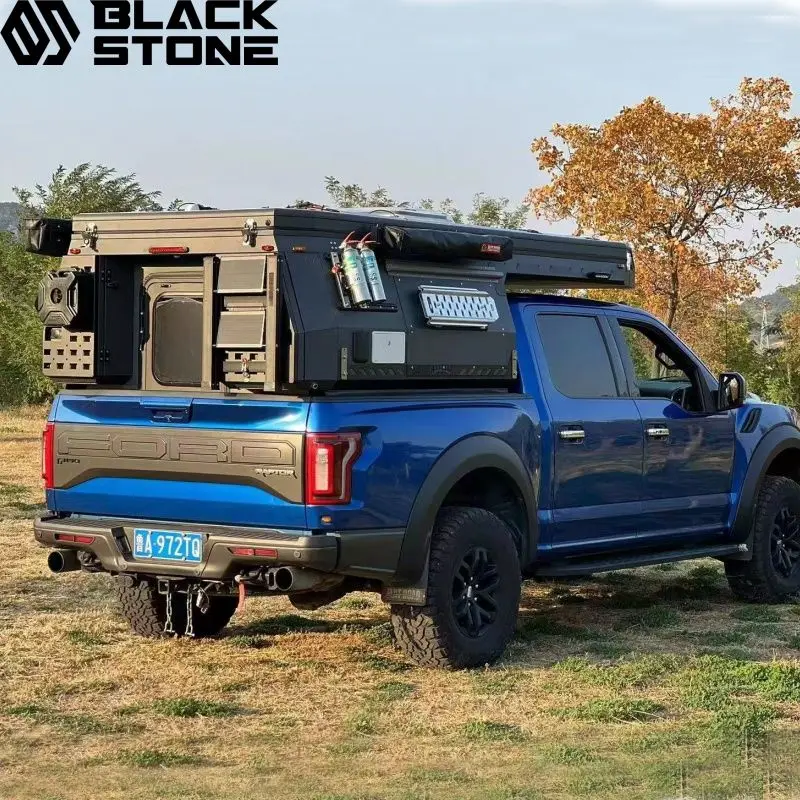 Outdoor Truck Camper Camping Roof Top Tent With Pickup Truck Canopy Aluminum Pop-Up Campers Hard Shell