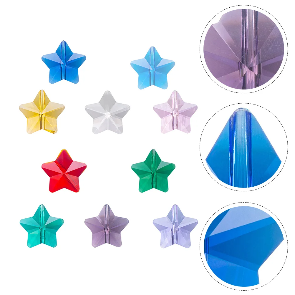 

100 Pcs Pentagram Crystal Glass Loose Beads Jewelry Star DIY Craft Necklace Accessory Shape