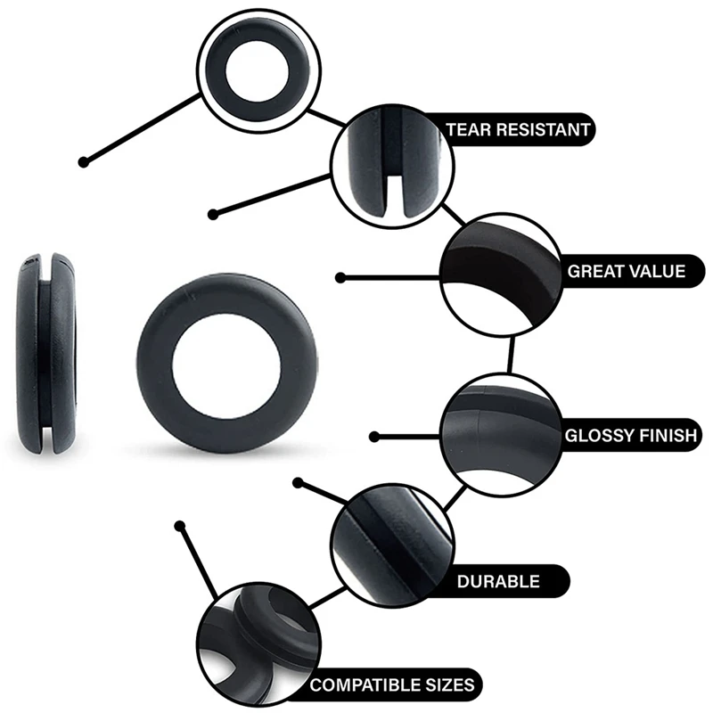 180 Rubber Grommet Kits In 8 Sizes-Rubber Wire Loops, Suitable For Wiring, Plumbing, Hardware Repairs And Car Repairs