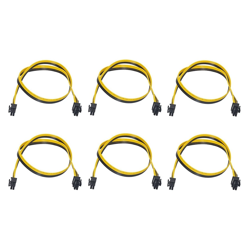 

6 Pcs 6 Pin Male To 8 Pin (6+2) Male PCI-E PCIE Power Cable PSU GPU PC 60Cm