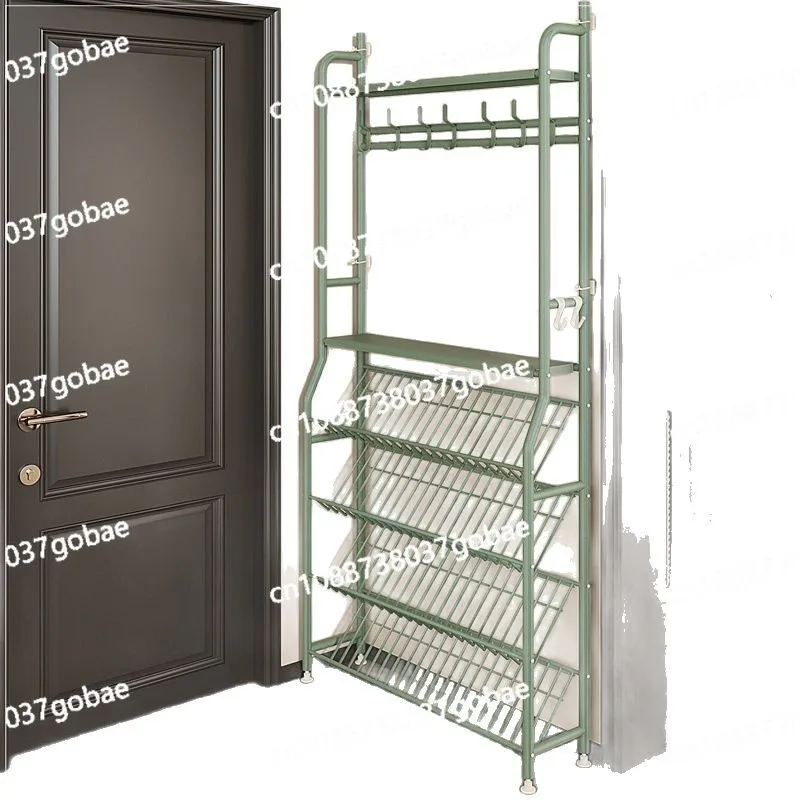 

Ультратонкая дверная простая полка для обуви, встроенная вешалка для одежды, цельнометаллическая многослойная бытовая полка для хранения вещей