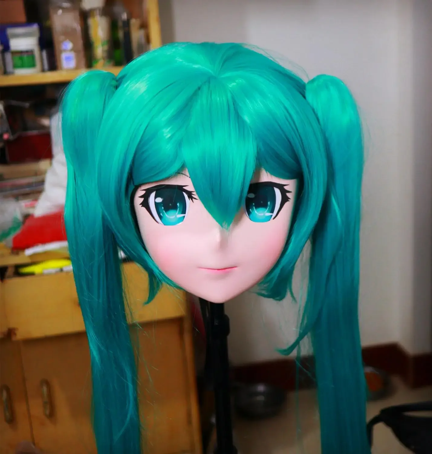 (JW001) Handmade Female Resin Full Head Mask Cosplay Japanese Anime Role Kigurumi Mask With Ponytail Crossdress