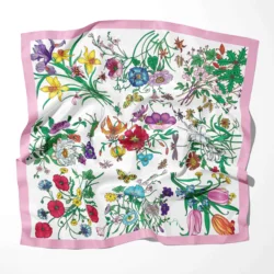 70cm*70cm New 2025 Summer And Spring Women Cotton Silk muffler Bandana Print Scarf Beach Shawls And Wraps Female Foulard Scarfs