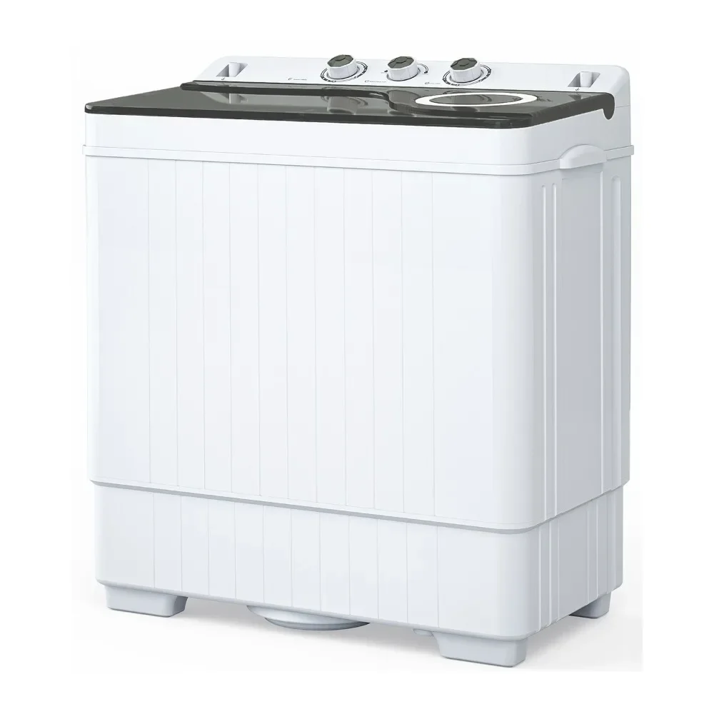 

Twin Tub 26Lbs Washing Machine with Built-in Drain Pump, Compact, Portable & Efficient for Apartments, Dorms, RVs, Camping