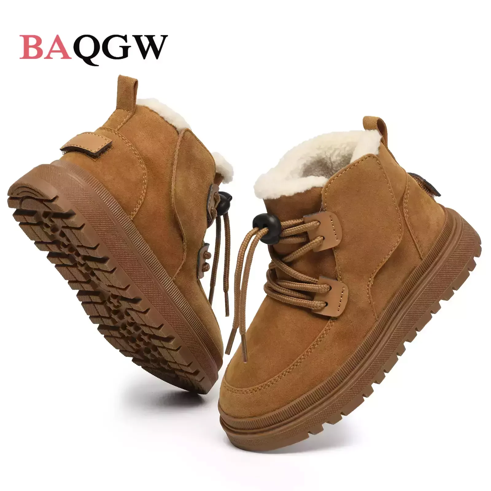 Children Boots Boy Girls Warm Winter Shoes Outdoor Non-slipp Leather Walking Sneaker Plush Unisex Baby Ankle Boots Size 26-34