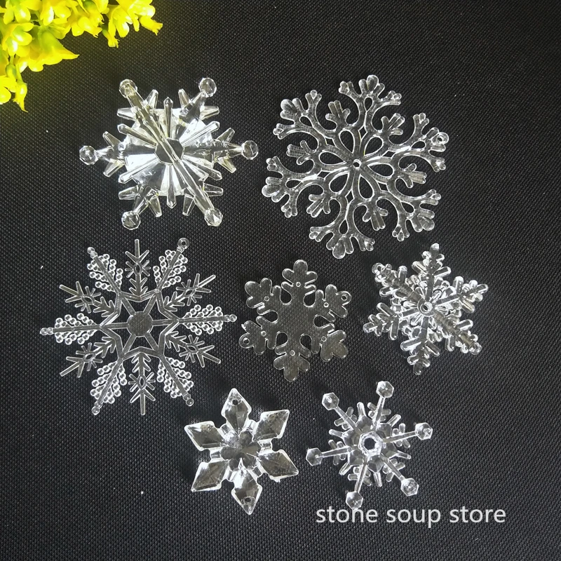 Variety Acrylic Snowflake Christmas Pendant Wedding Hanging Ornament Craft Decor Diy Accessories Transparent Snowflake 3-20pcs