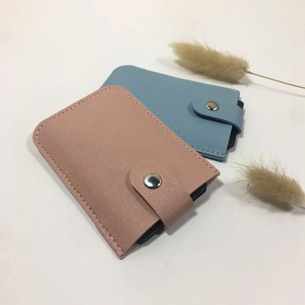 PU Leather Credit Card Case Students Bus Card Holder Women Card Case Small Purse Wallets Pulling Card Holder Men Card Cover