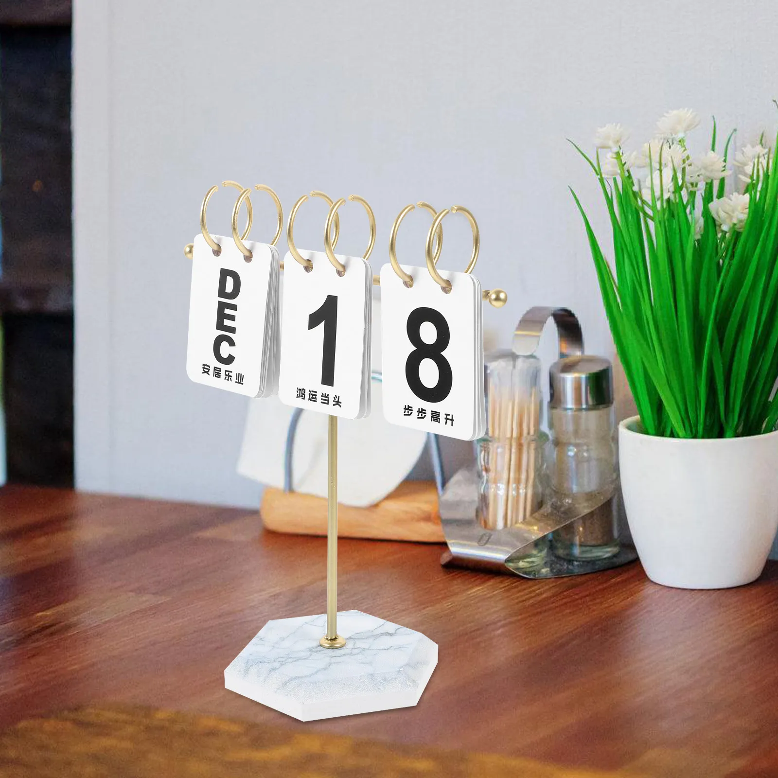 

1pc Reusable Flip Perpetual Desk Calendar For Office Home Metal Tabletop Decoration Standing Desktop Organizer Rustic Farmhouse