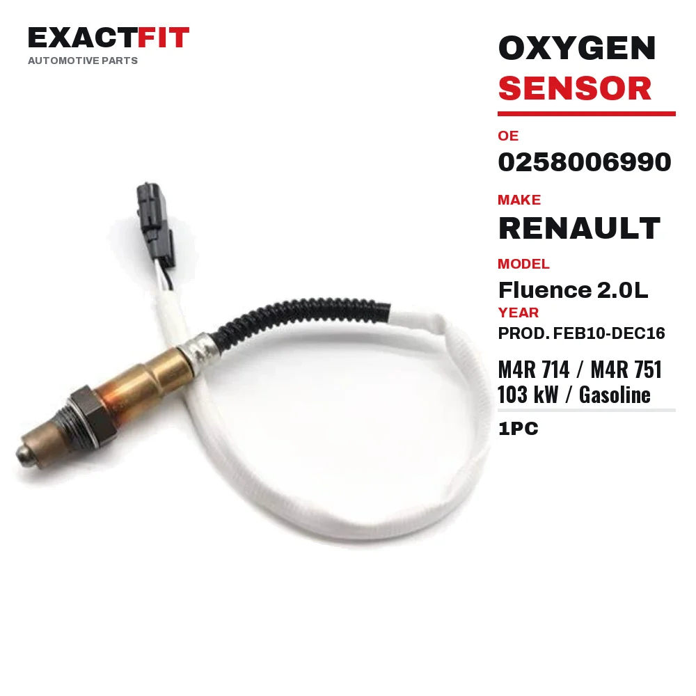 0258006990 Oxygen O2 Sensor for Renault Fluence 2.0L M4R 714 M4R 751 103kW Production Feb2010-Dec2016 Control Diagnostic