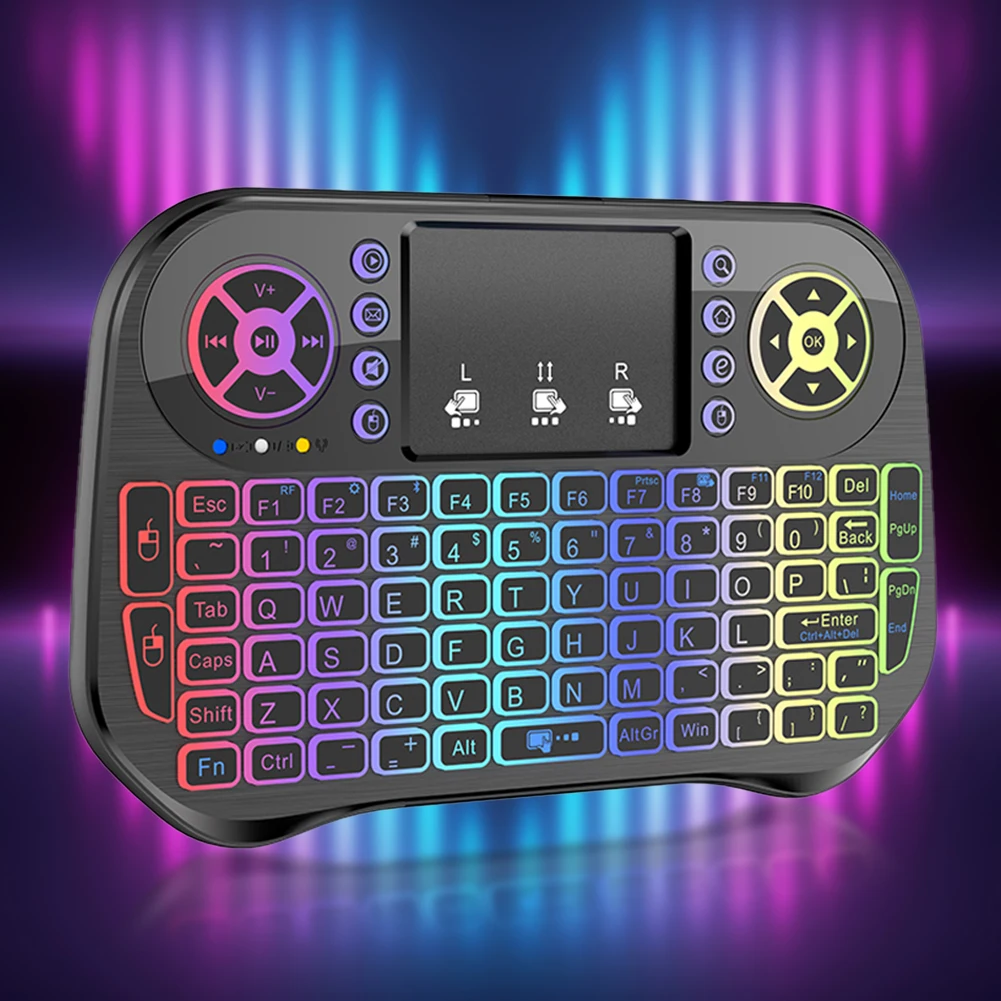 2.4G Wireless Keyboard 7 Color Backlit Air Mouse Wireless Keyboards Rechargeable Bluetooth-compatible for ANDROID/WINDOWS/ OS