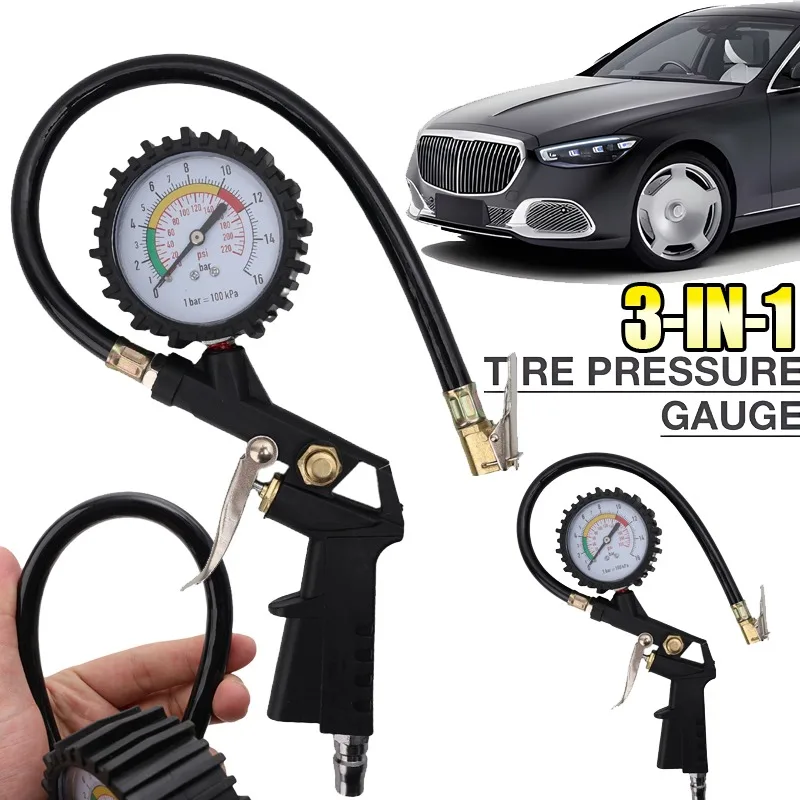 

Auto Interface Tire Pressure Gauge For Car Motorcycle SUV Inflator Pumps Tire Repair Tools Pressure Gun Type For Air Compressor