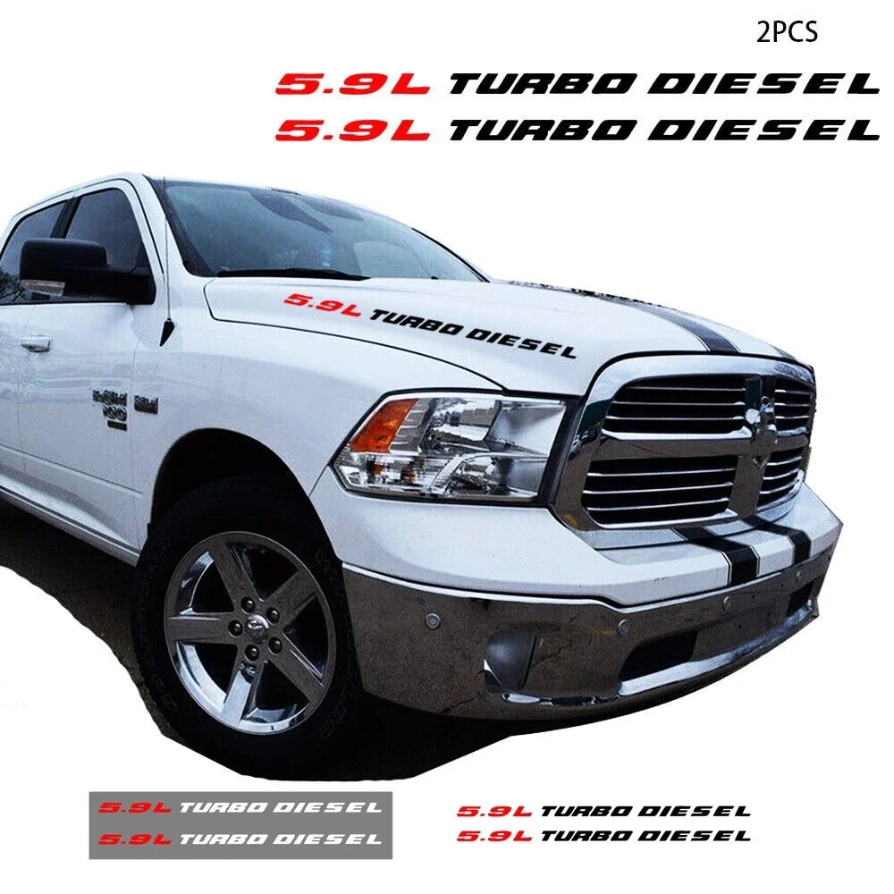 

2pcs Truck Hood Vinyl Decals Car Stickers 5.9L Turbo Diesel Emblem for Dodge RAM 1500 2500 3500 car accessories