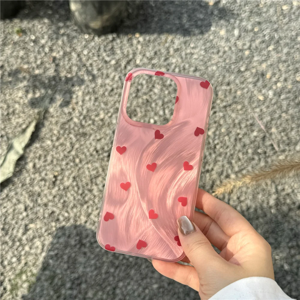 Fashion Pink laser Love Heart Case Compatible for IPhone 15 11 13 14 12 Pro Max 15 Pro MAX Cartoon shockproof Cover Case