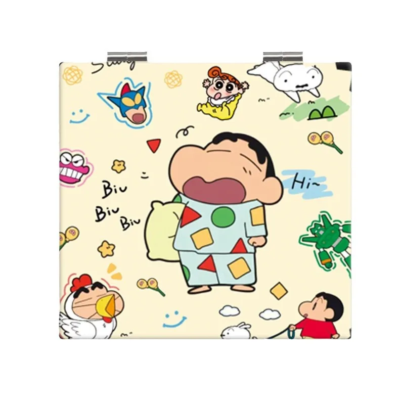 2024 nuovo Anime Crayon Shin-chan pigiama Kawaii modello figura Mini specchio portatile a due lati pieghevole specchio per il trucco regali per