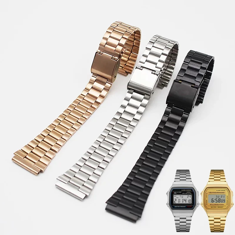 Fine steel watchband for Casio steel wristband a158 /a159 / A168 /a169 /b650 /aq230/ 700 small gold watch series 18mm Watchbands