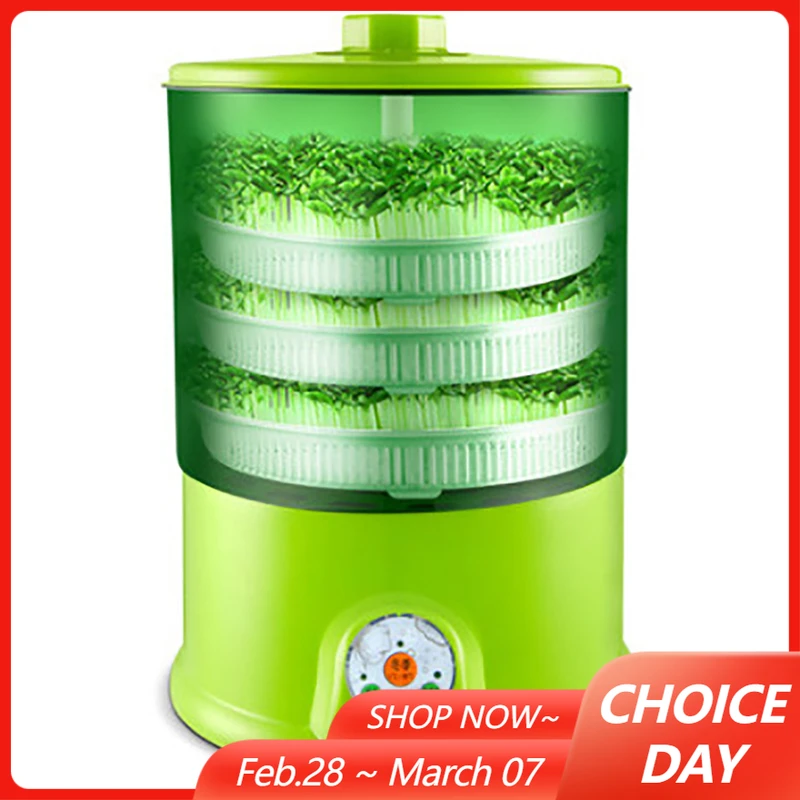 

220V 3Tiers Multifunction Automatic Electric Bean Sprouts Machine Intelligent Household Bean Sprouts Seeds Growing Machine