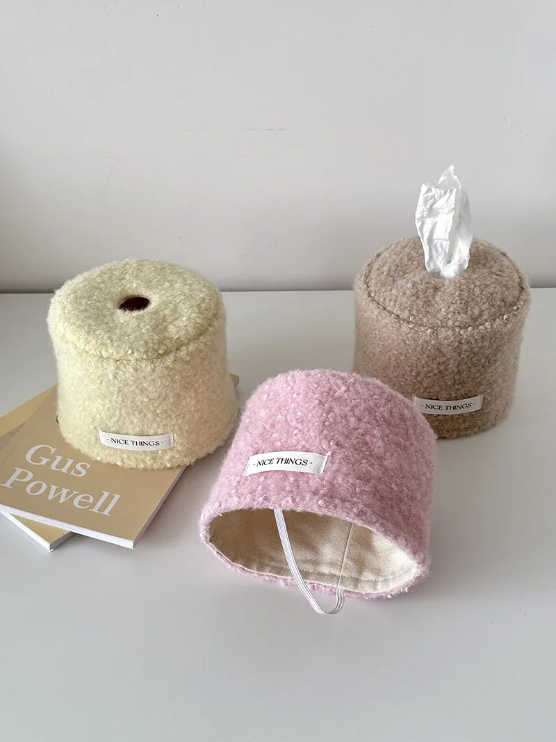 Tissue Boxes Cover Korean Woolen Roll Paper Storage Simple Home Storage 2023 Eco Friendly Macarone Practical Convenient