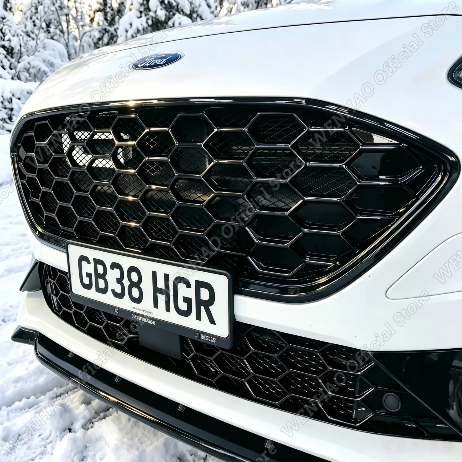 Car Front Bumper Grill For Ford Focus MK4 ST ST-Line 2018-2021 Gloss Black Honeycomb Cover Grille Body Modification Accessories