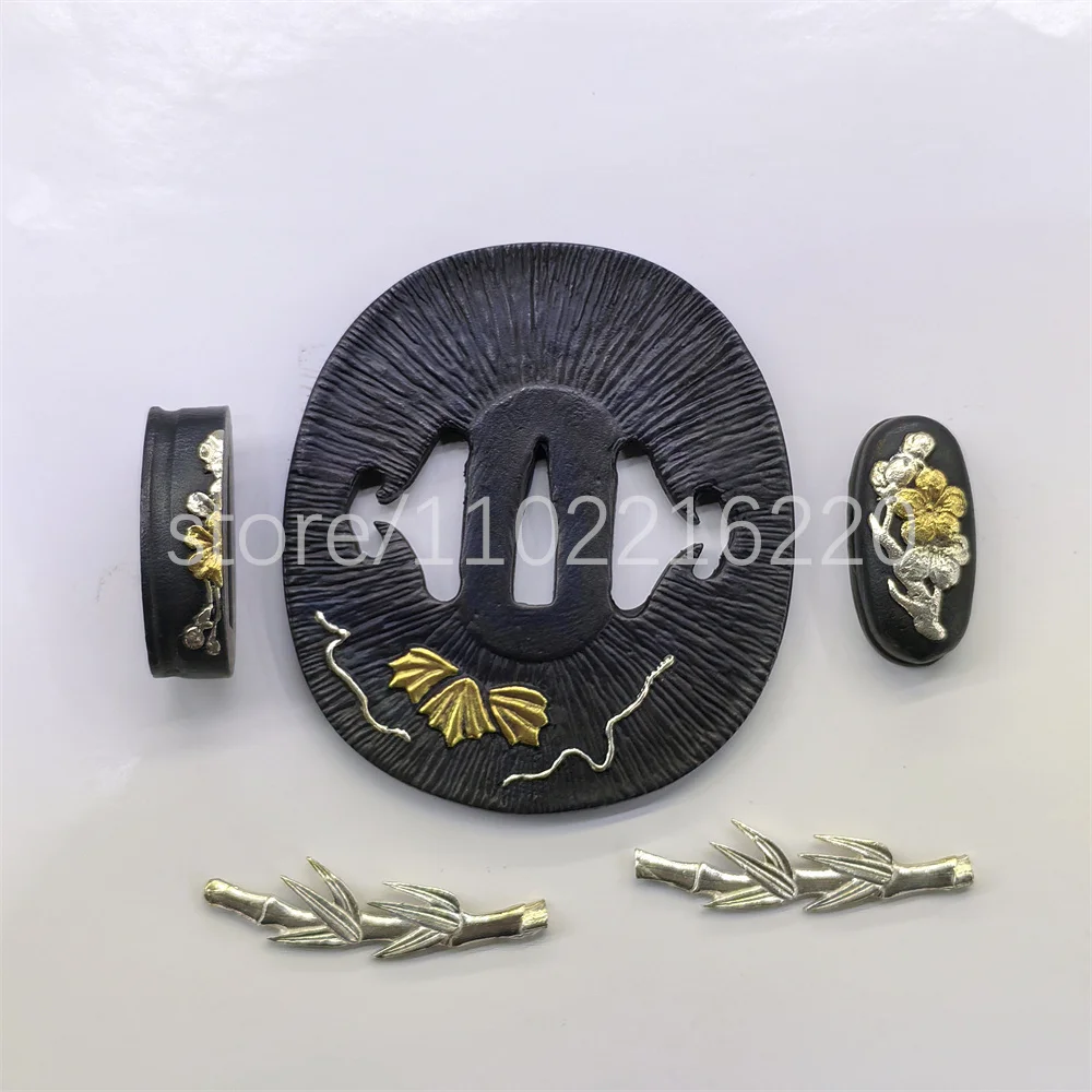 Exquisite Copper Brass Gold Plated Silver Tsuba Handguard Fuchi Kashira Menuki For Real Japan Samurai Katana Sword Fittings