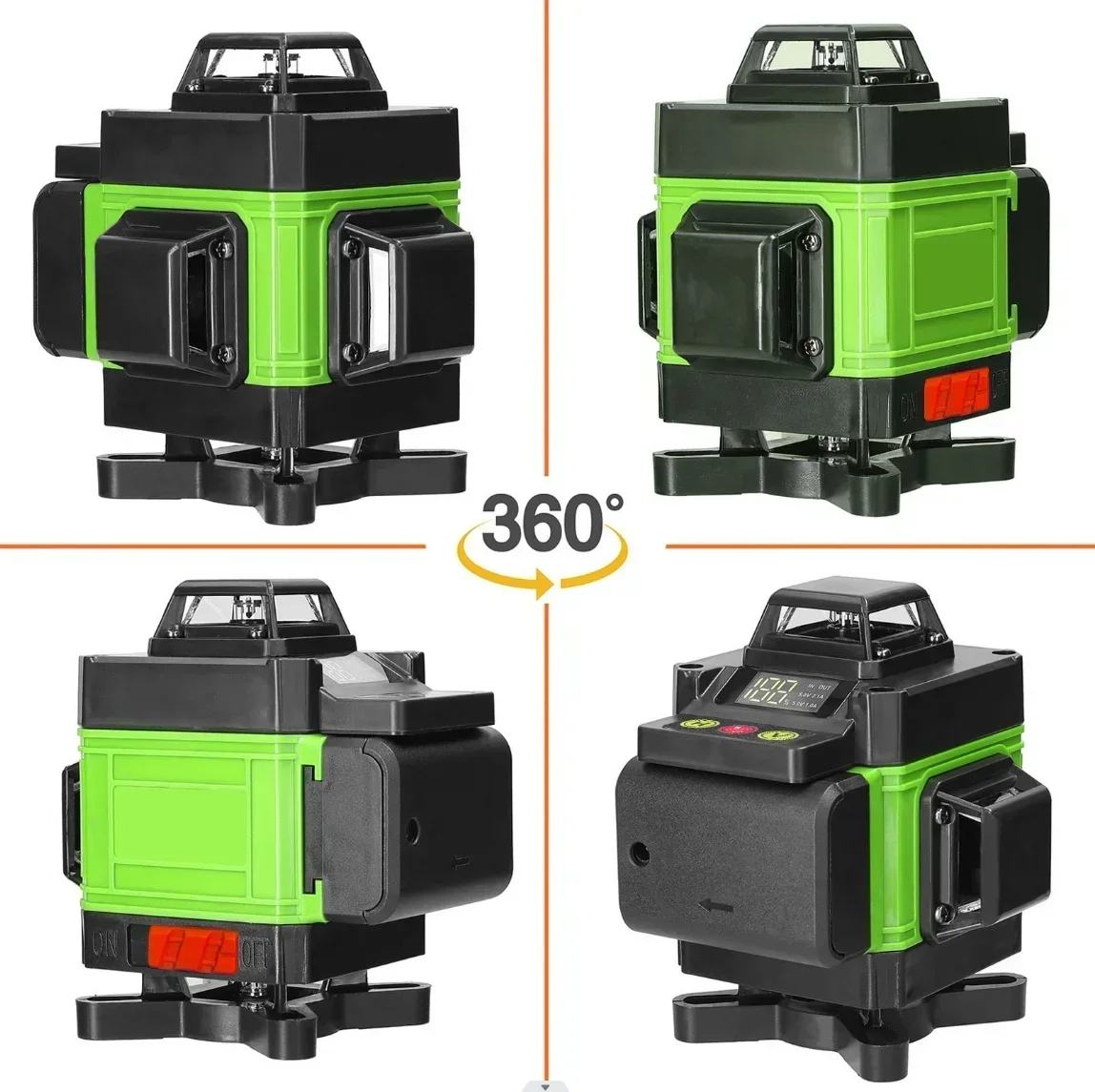 Imagem -06 - Laser Verde Raios de Nível Li-ion Bateria 3d 4d Auto-nivelamento 360 ° Horizontal e Vertical Cruz Linhas 12 Linhas 16 Linhas