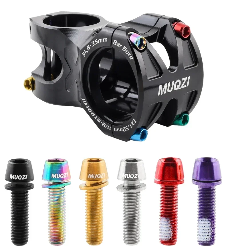 MUQZI 6 Stück M5 x 17 mm Edelstahl-Fahrrad-Vorbauschrauben mit Unterlegscheibe, hochfest, korrosionsbeständig, für MTB-Straßen-Gravel-Fahrräder – Detail 1