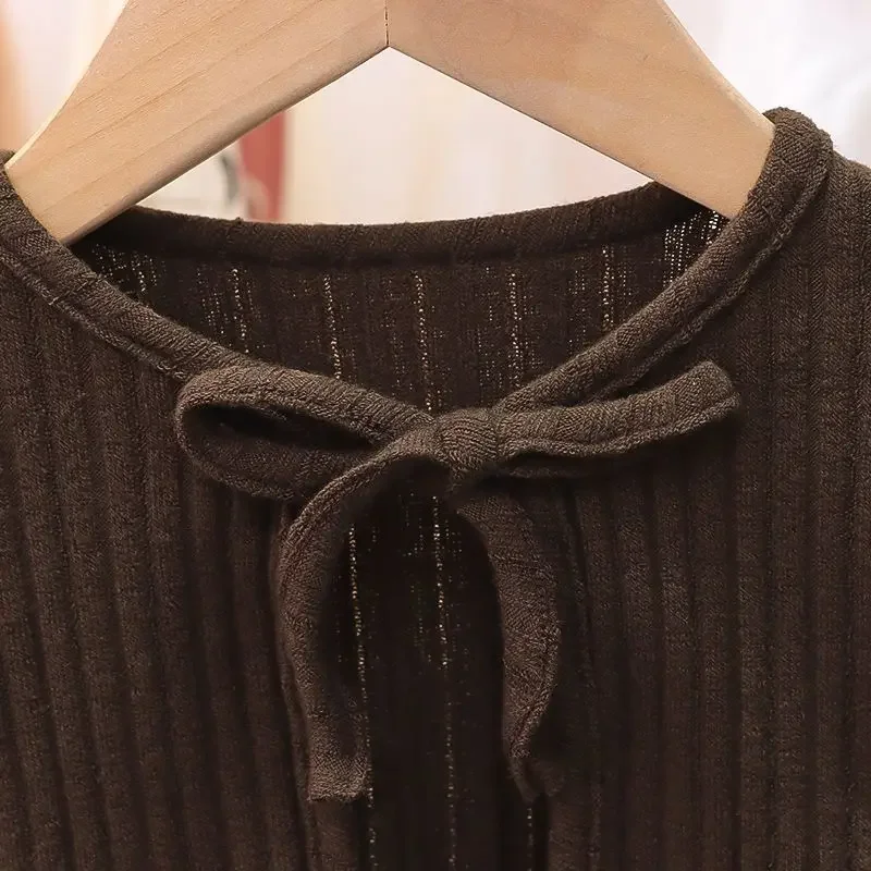 طقم كارديجان محبوك وتنورة واسعة للفتيات - فستان بأكمام طويلة مع تنورة بومبادور | فستان كاجوال للأطفال #3