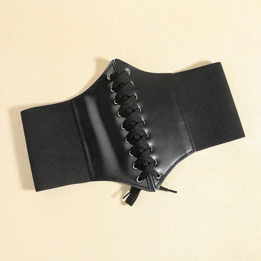 1pc Corset Waist Belt for Women, Wide Elastic Tie Waspie Belt for Dresses