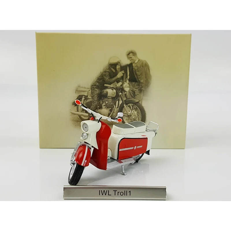 

Diecast 1:24 Atlas IWL Troll1 Motorcycle Alloy Car Model Finished Simulation Adult Collection Decoration Gift Toy Static Display