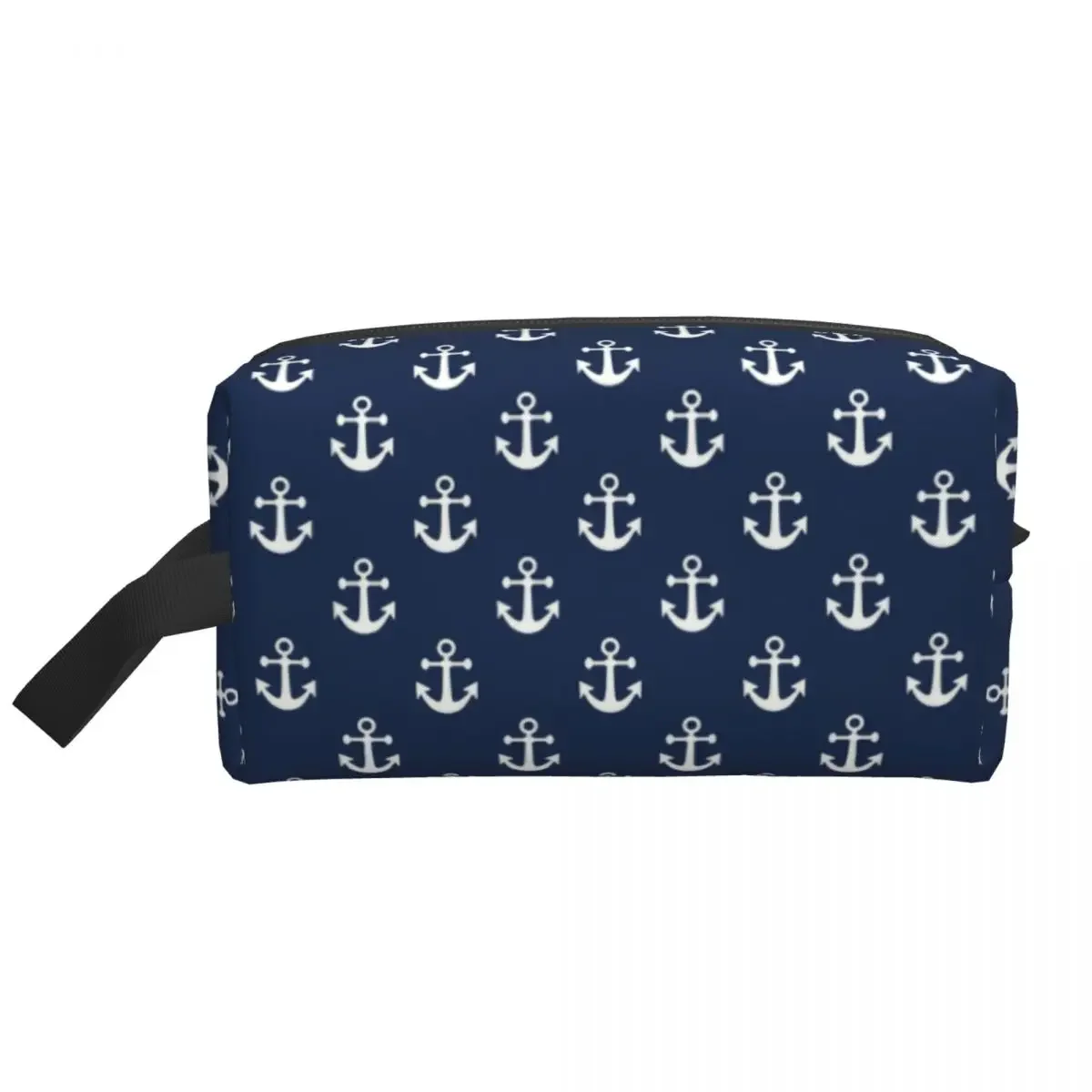 Travel Navy Blue Nautical Anchor Toiletry Bag Cute Cosmetic Makeup Organizer Women Beauty Storage Dopp Kit Box