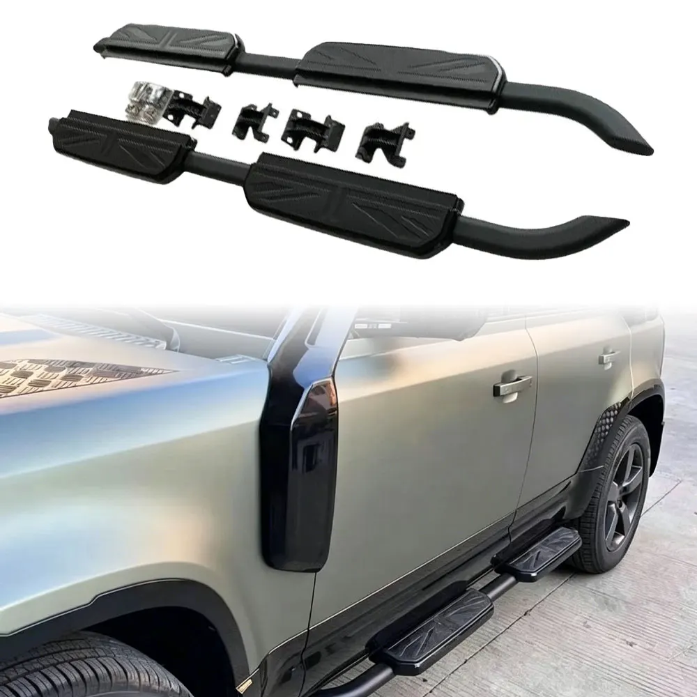 2PC Side Steps Fit for LR Defender 110 130 2020-2026 Running Board Nerf Bar Rail