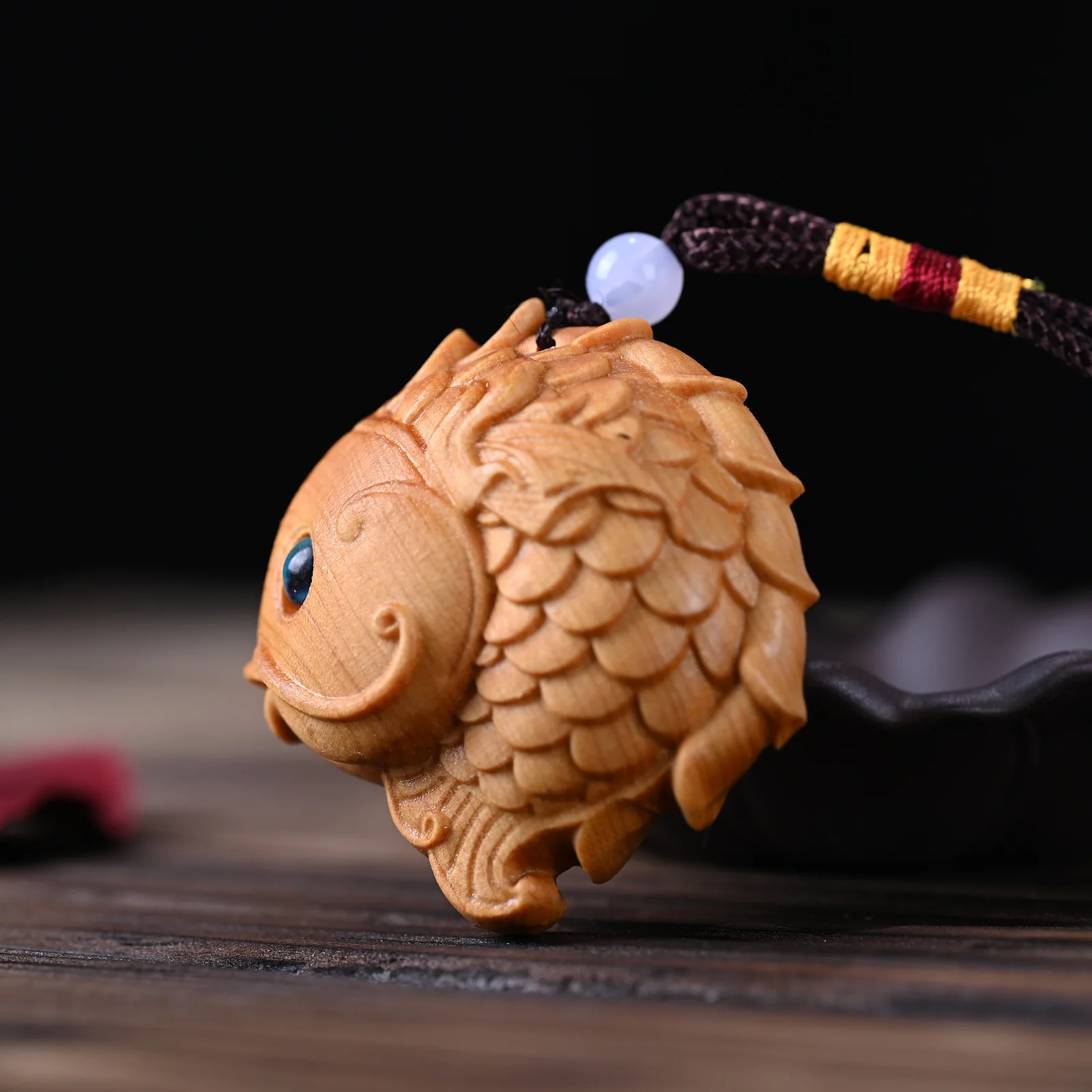 Solid Wood Carved Koi Ornament Mini Fish Leaping Dragon Gate DIY Pendant Accessories Car Decoration Event souvenirs