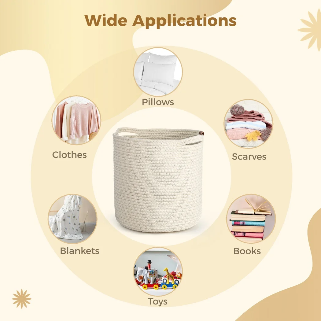 Cotton Rope Laundry Basket Large Cotton Rope Laundry Hamper Woven Basket With Handles Woven Basket For Blankets Pillows Towels