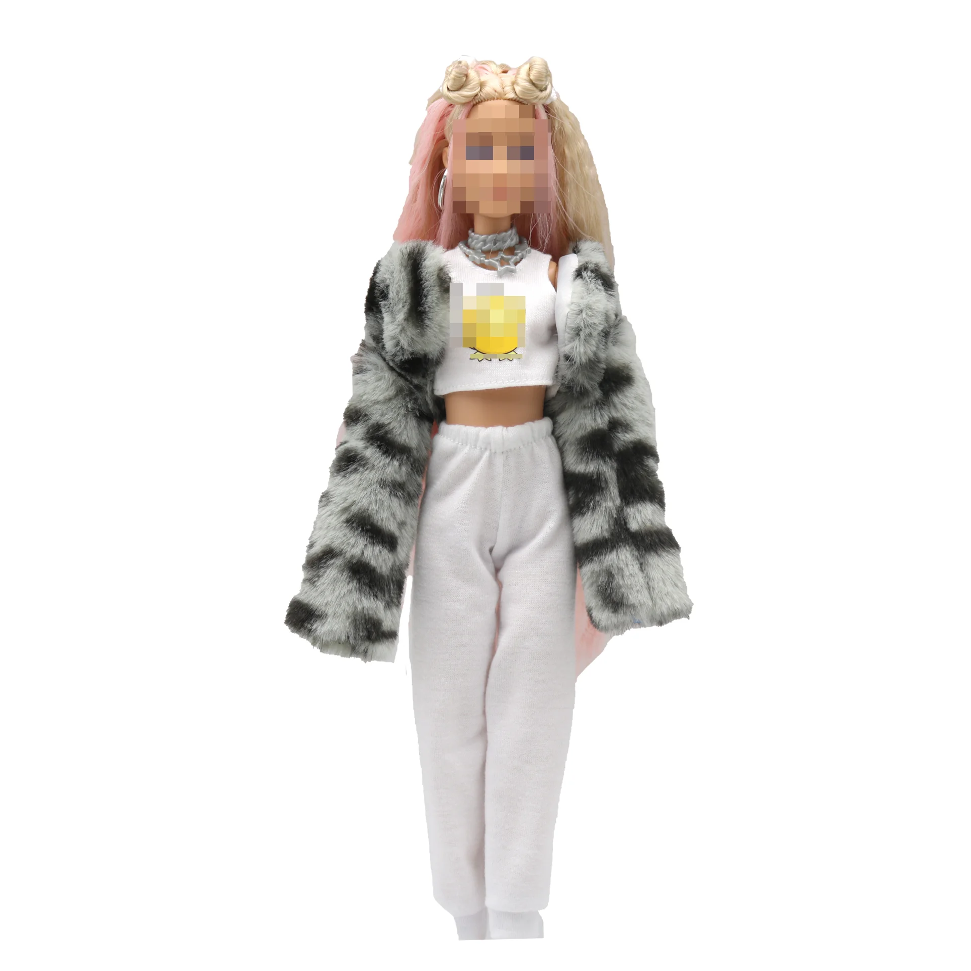 Neue 30 cm 1/6 Leopard Komfort Material kurze Pelzmantel Zubehör Kleidung für Barbies Puppe – Detail 3