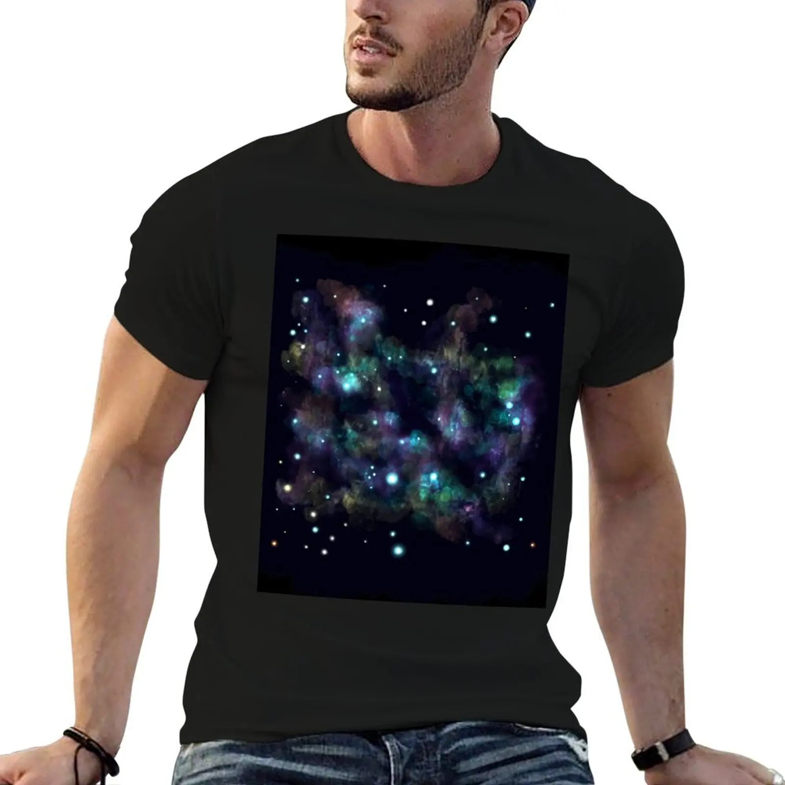 

t cotton shirts shirt t funny T-Shirt Nebula man cotton man for Shimmering