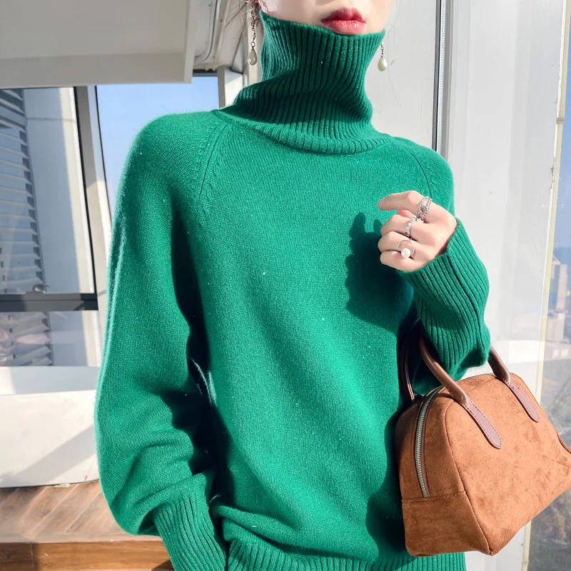 KOIJINSKY  Autumn and winter new high necked socketed Pullover Sweater thickened loose woolen sweater